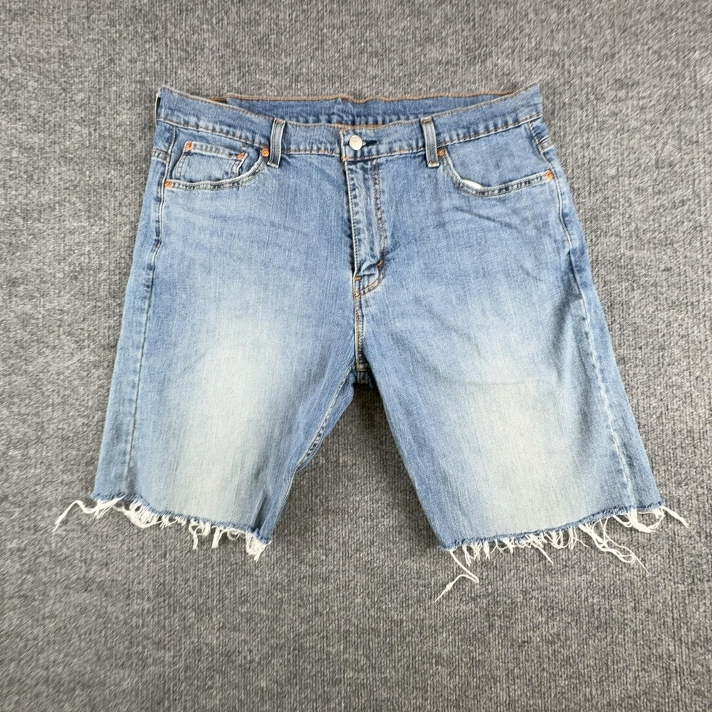 Levis 569 Shorts Mens 36 Light Wash Denim Cutoff Frayed Hem Relaxed Fit Bermuda